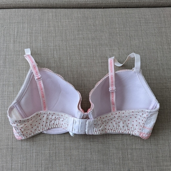 Calvin Klein lace and stars lightly padded bra white red 34D c064 - Picture 4 of 6